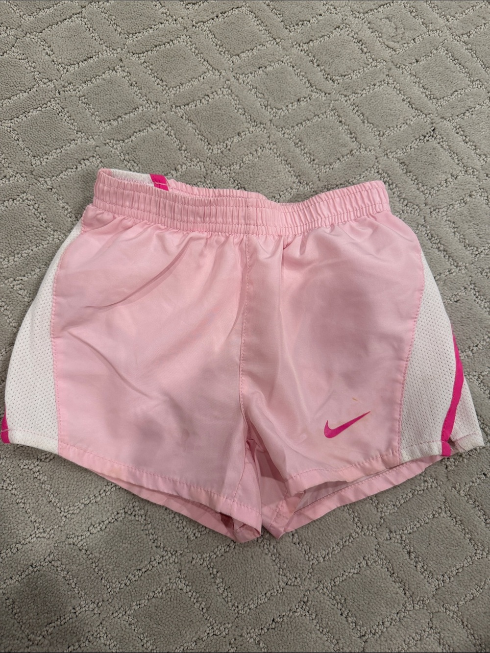 Nike Light Pink Athletic Shorts with Hot Pink Swoosh